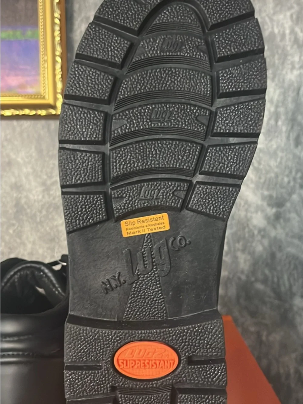 Lugz Black Mid-Top Work Boots Black on Black